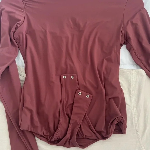 Burgundy Long Sleeve Bodysuit - Picture 3 of 3